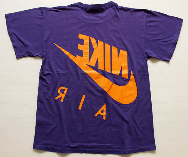 90s USA製 NIKEナイキ AIR ビッグロゴ コットンTシャツ 紫 XL