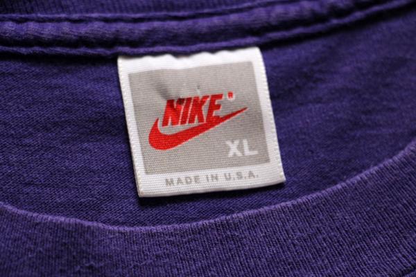 90s USA製 NIKEナイキ AIR ビッグロゴ コットンTシャツ 紫 XL ...