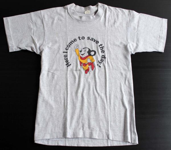 80s USA製 MIGHTY MOUSEマイティマウス Tシャツ 杢グレー M 
