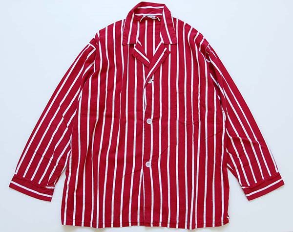 50s Hanny's ストライプ コットン パジャマ シャツ&パンツ セット 赤×白 C - Sixpacjoe Web Shop