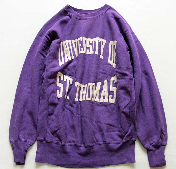 90s USA製 Championチャンピオン ST. THOMAS リバースウィーブ スウェット 紫 XL