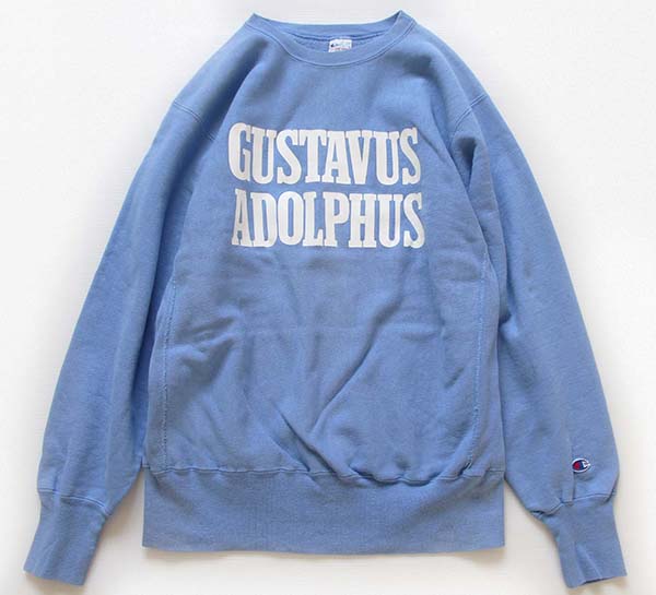 90s USA製 Championチャンピオン GUSTAVUS ADOLPHUS リバースウィーブ スウェット スカイブルー L