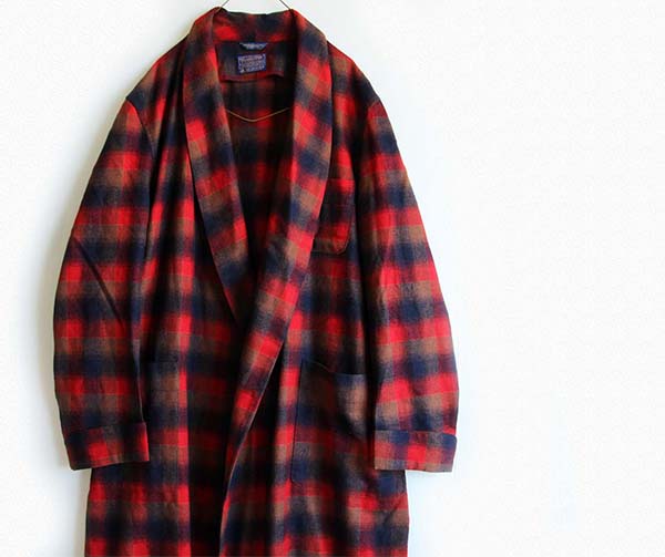 Pendleton ウールガウン チェック 赤系 ロングコート USA製