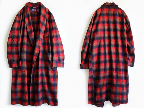 Pendleton ウールガウン チェック 赤系 ロングコート USA製