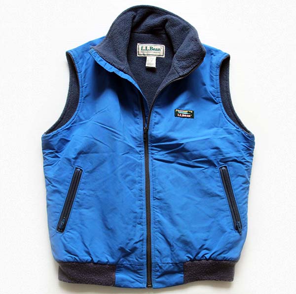 80s USA製 L.L.Bean フリース ナイロンベスト 薄青 W-M