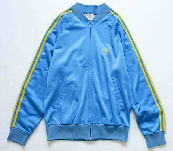 80s USA製 adidasアディダス ジャージ 水色×黄 M☆トラックジャケット