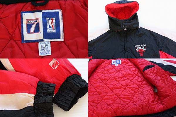 【美品M】LOGO７　ナイロンジャケット　NBA　BULLS　ブルス　　レッド