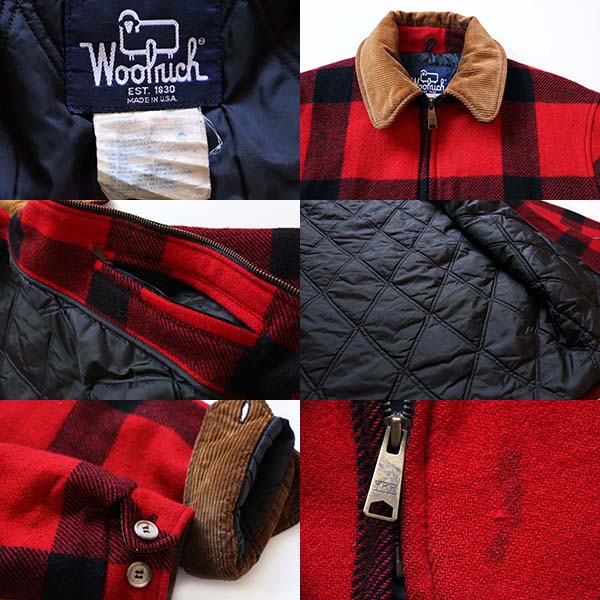 80s USA製 Woolrichウールリッチ バッファローチェック キルティングライナー ウールジャケット 赤×黒 M - Sixpacjoe Web Shop