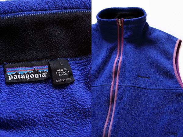 90s カナダ製 patagoniaパタゴニア フリース ベスト 青 L - Sixpacjoe Web Shop