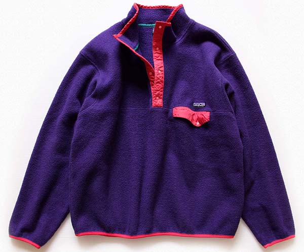 90s USA製 patagoniaパタゴニア フリース スナップT エッグプラント XL