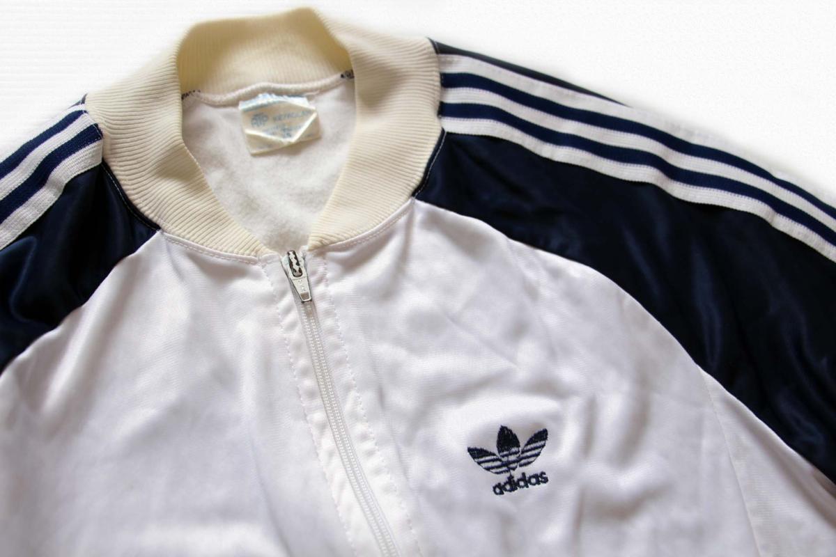 80s USA製 adidasアディダス ATP ジャージ 白×紺 XS☆トラック 