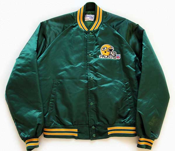 80s USA製 Chalk Line PACKERS ナイロンスタジャン 緑 L - Sixpacjoe 