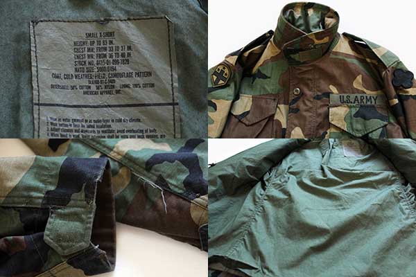 90s 米軍 U.S.ARMY パッチ付き ウッドランドカモ M-65
