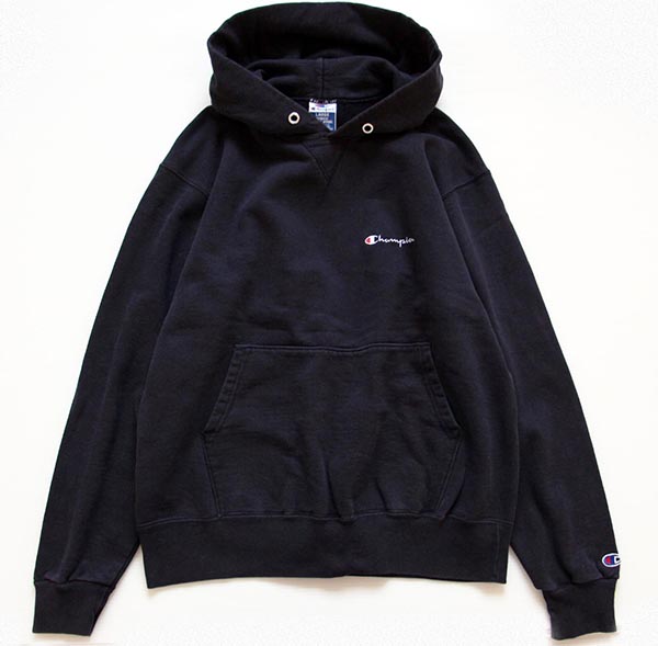 新品 Champion チャンピオン スウェット LOGO パーカー 黒 L