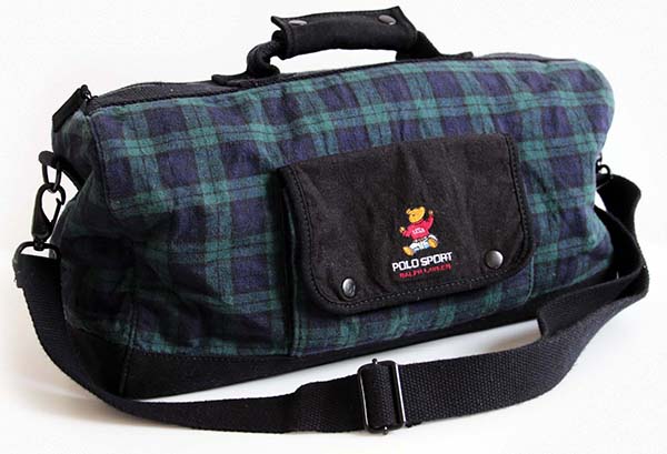 90s POLO SPORTポロ スポーツ ラルフローレン ポロベア刺繍 ブラックウォッチ タータンチェック ボストンバッグ