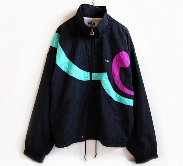 90s 00s FILA 中綿 サーモア テック ナイロン ブルゾン 青 黒