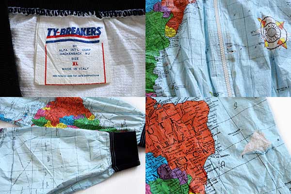 90s イタリア製 TY-BREAKERS 世界地図柄 全面プリント ペーパー 