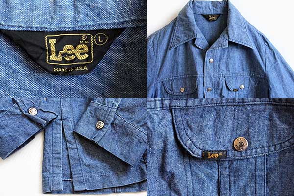 70s USA製 Leeリー シャンブレー シャツジャケット L - Sixpacjoe Web Shop
