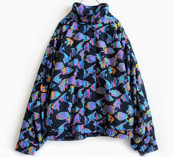 90s duffel 熱帯魚 総柄 ナイロンジャケット&パンツ