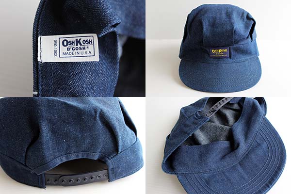 デッドストック☆80s USA製 OSHKOSH B'GOSH デニム ワークキャップ