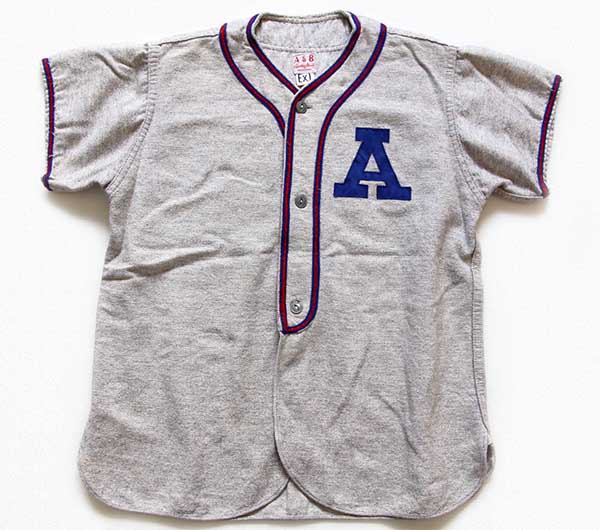 50s A&B マチ付き ウール ベースボールシャツ 18 杢グレー Ex.L - Sixpacjoe Web Shop