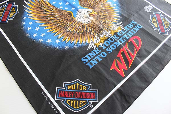 デッドストック★90s USA製 HARLEY-DAVIDSON ハーレー ダビッドソン WILD バンダナ 黒