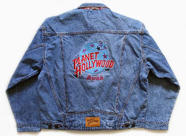 90s PLANET HOLLYWOOD Honoluluロゴ刺繍 デニムジャケット 4ポケット