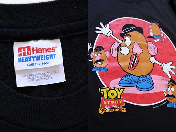 00s Hanes TOY STORYトイストーリー Mr.ポテトヘッド コットンTシャツ 黒 S