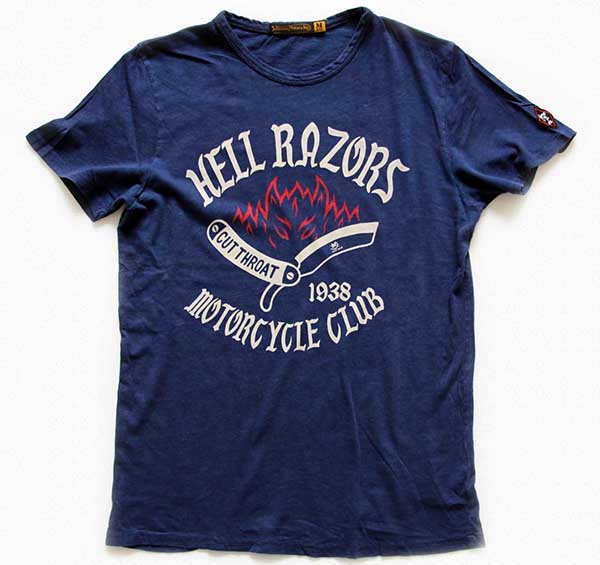 USA製 Johnson Motorsジョンソンモータース HELL RAZORS コットンTシャツ 紺 M