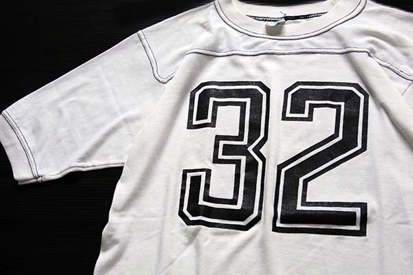 70s USA製 Fun-Tees 32 ナンバリング フットボールTシャツ 白 L 