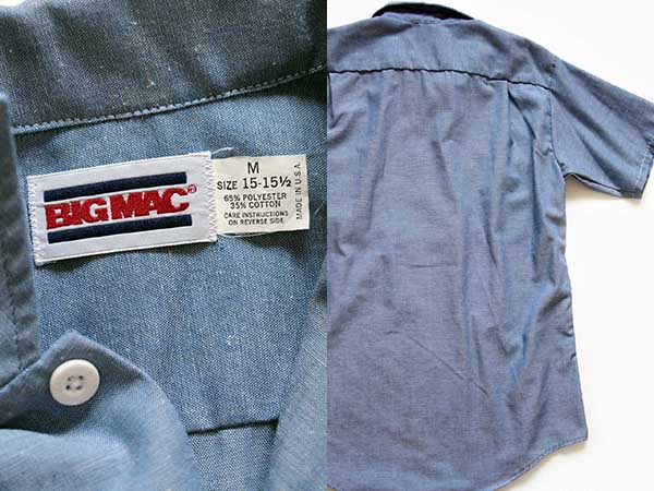 80s USA製 BIGMACビッグマック 半袖 シャンブレーシャツ M - Sixpacjoe