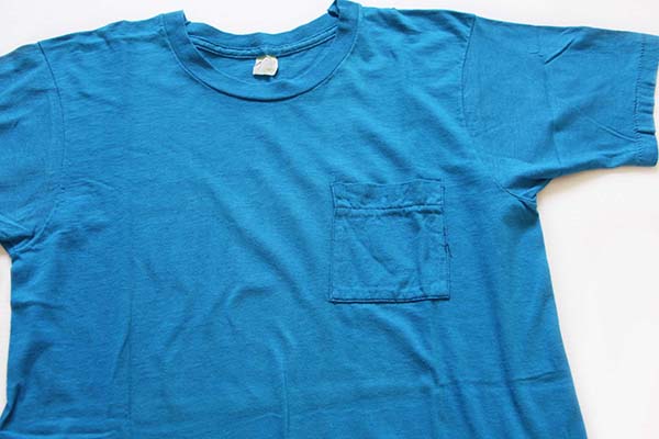 70s Sears 無地 コットン ポケットTシャツ 青 L - Sixpacjoe Web