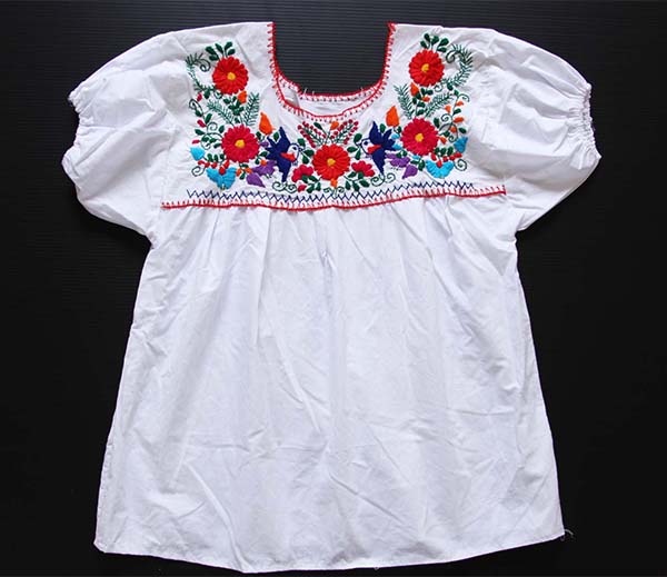 メキシコ 花柄刺繍 チュニック 白 - Sixpacjoe Web Shop