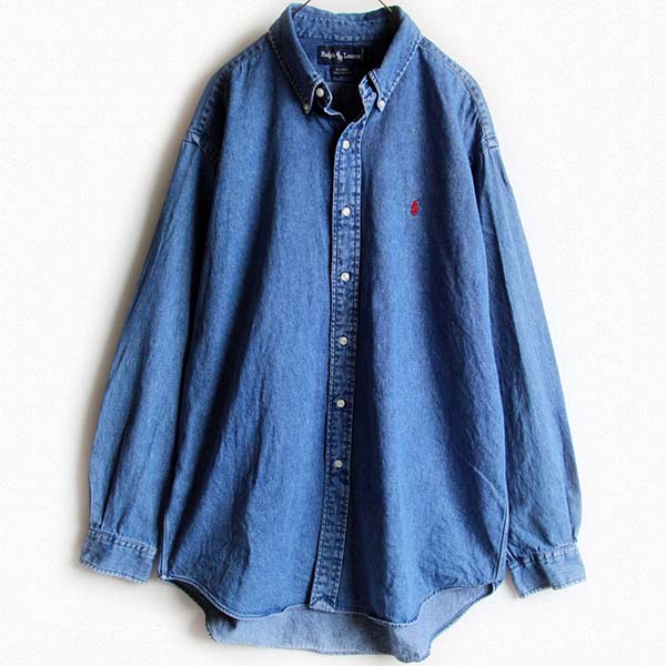 90s Ralph Lauren オーバーダイボタンダウンシャツ ブリーチ+ 