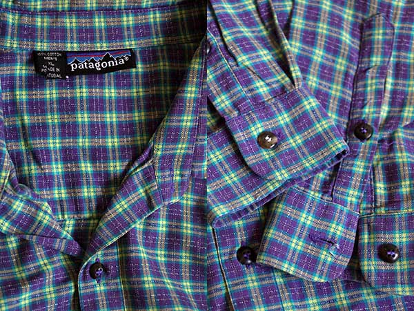 90s ポルトガル製 patagoniaパタゴニア チェック コットンシャツ XL 