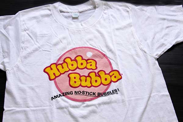 デッドストック★70s USA製 Hubba Bubba 染み込みプリント Tシャツ 白 M★B - Sixpacjoe Web Shop