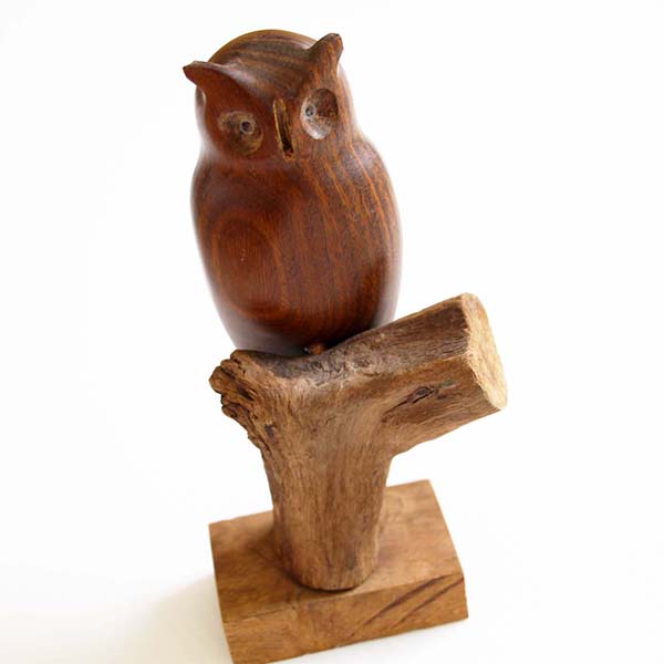 フクロウ置物 木製
