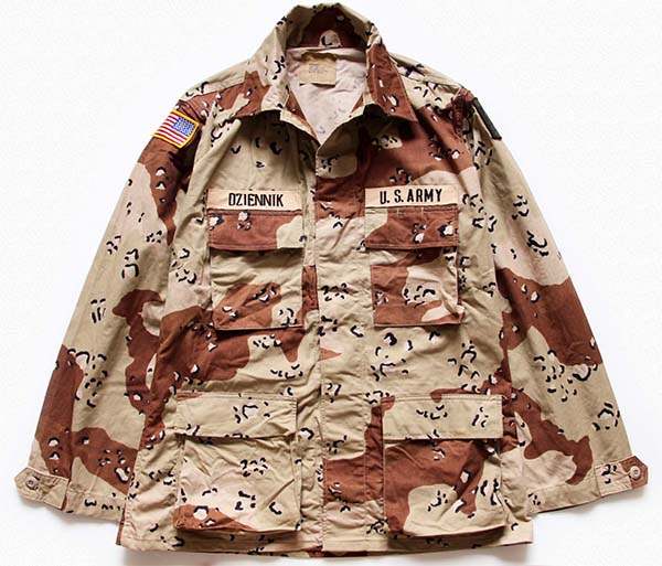 90s 米軍 U.S.ARMY パッチ付き チョコチップ デザートカモ BDU 