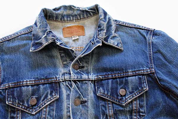 60s USA製 LEVI'Sリーバイス 70505 BIGE ダメージ デニムジャケット