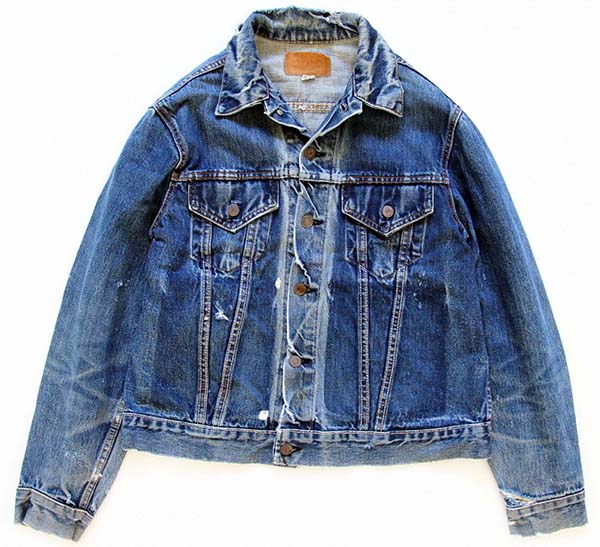 60s USA製 LEVI'Sリーバイス 70505 BIGE ダメージ デニムジャケット