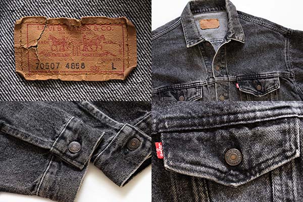 80s USA製 Levi'sリーバイス 70507 先染め ブラック デニムジャケット