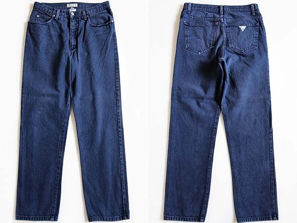 90s USA製 GUESS JEANS ゲス カラーデニムパンツ 紺 w32 L30