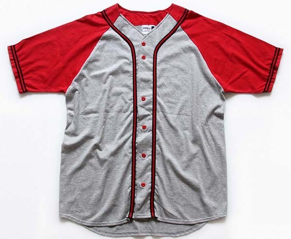 デッドストック★90s USA製 Badger ツートン ベースボールシャツ グレー×赤 XL - Sixpacjoe Web Shop