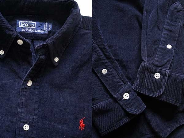 【希少カラー】90sラルフローレン刺繍ワンポイントロゴコーデュロイBDシャツ