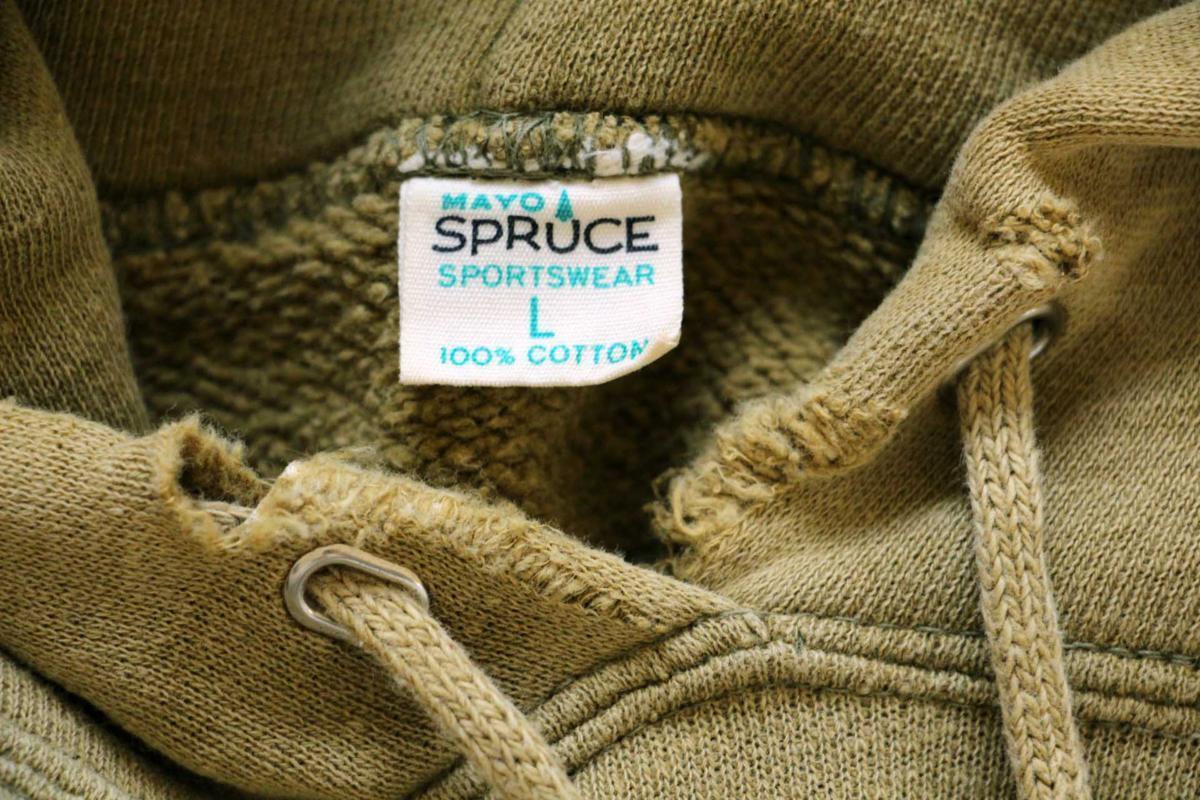 60s MAYO SPRUCE 無地 コットン スウェットパーカー オリーブ フェード