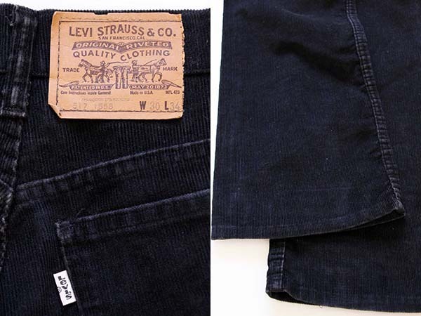 80s USA製 Levi'sリーバイス 517-1558 コーデュロイパンツ 黒 w30 L34 ...