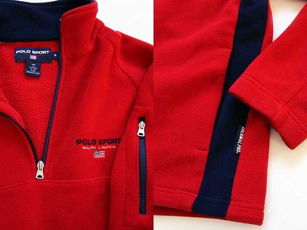 Used90’s polo sport ポロスポーツUSAフリース当時物LL赤黒