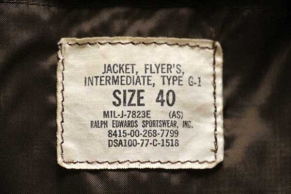 70s 米軍 U.S.NAVY G-1 フライト レザージャケット 40