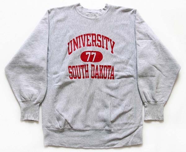 90s USA製 Championチャンピオン UNIVERSITY 77 SOUTH DAKOTA 三段中