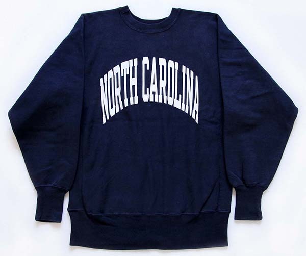 90s USA製 Championチャンピオン NORTH CAROLINA リバースウィーブ スウェット 紺 L